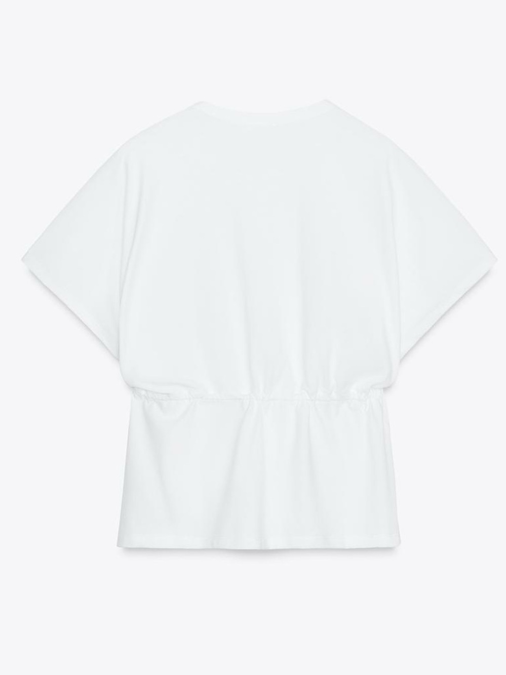 Zara Women's Drawstring Waist Short Sleeve Top - White tshirt - Picture 8 of 11